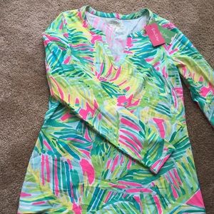 Lilly Pulitzer pink and green stretchy top XS